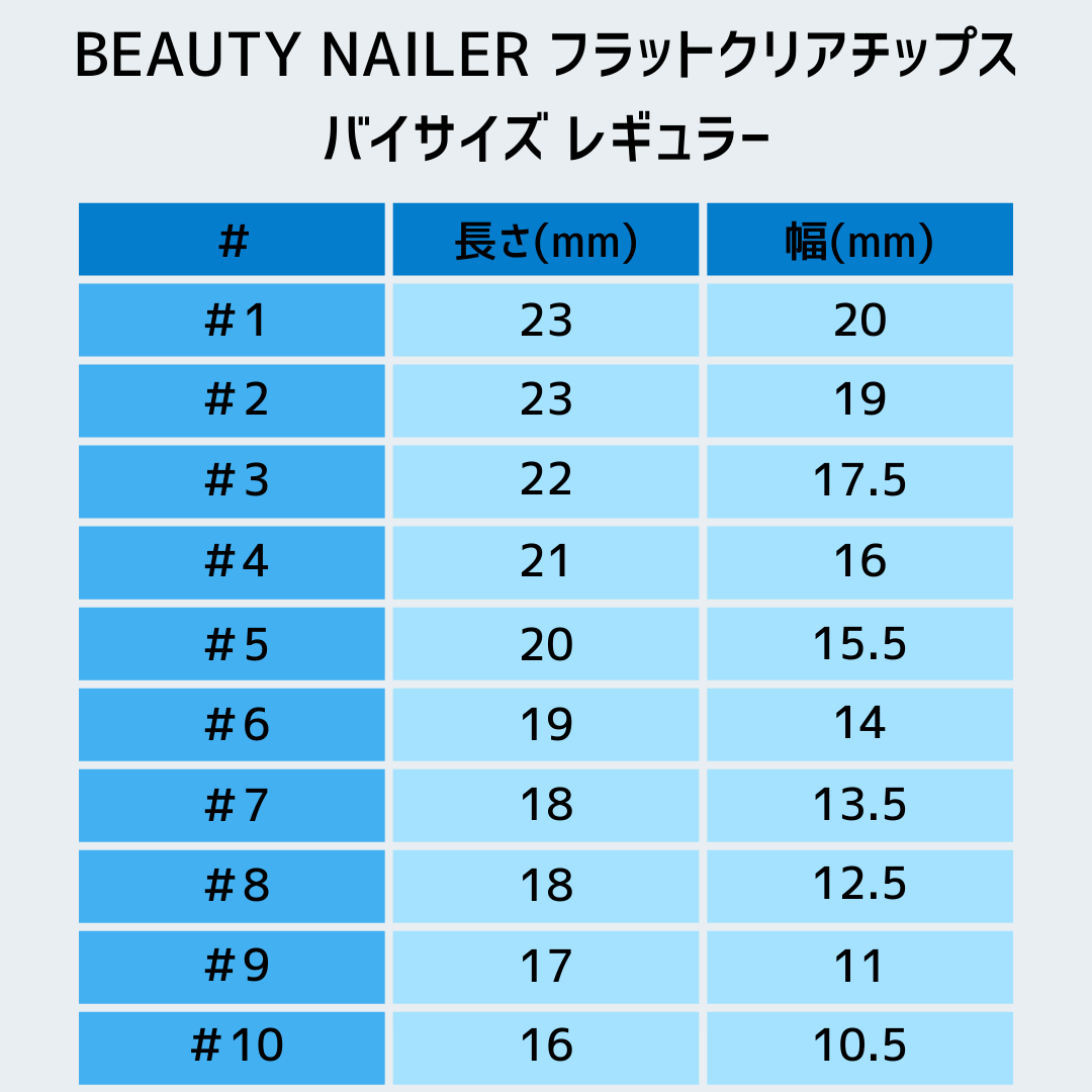 BEAUTY NAILER フラットクリアティップス バイサイズ 50P #5 レギュラー